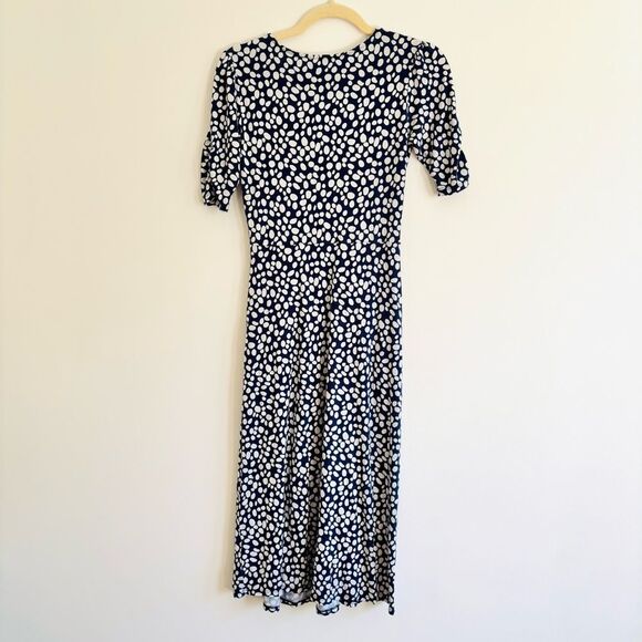 Boden Jane Jersey Midi Dress – Blue Depths Dot Print, V-Neck, Size 2 - Picture 5 of 7